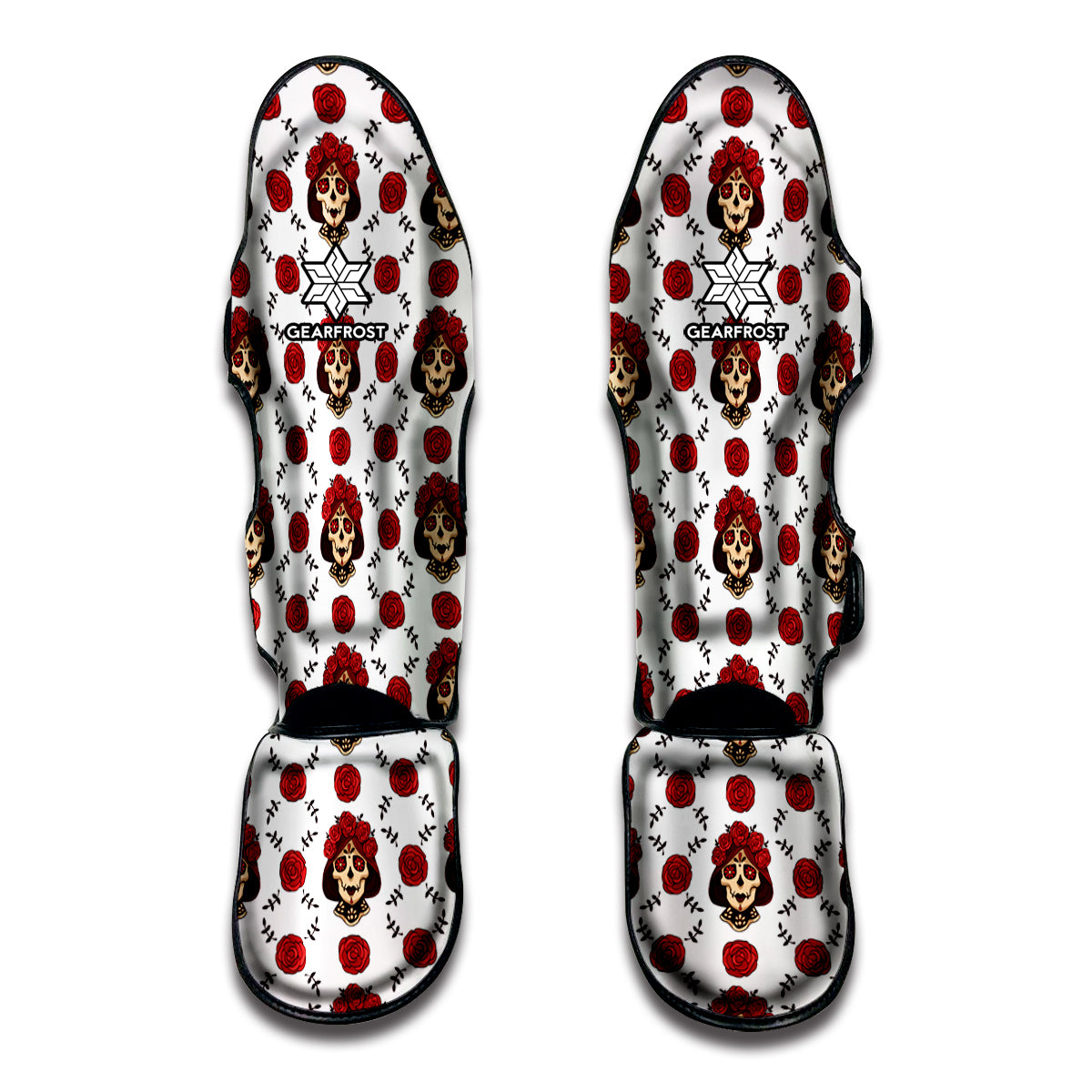 Calavera Girl Skull Pattern Print Muay Thai Shin Guards