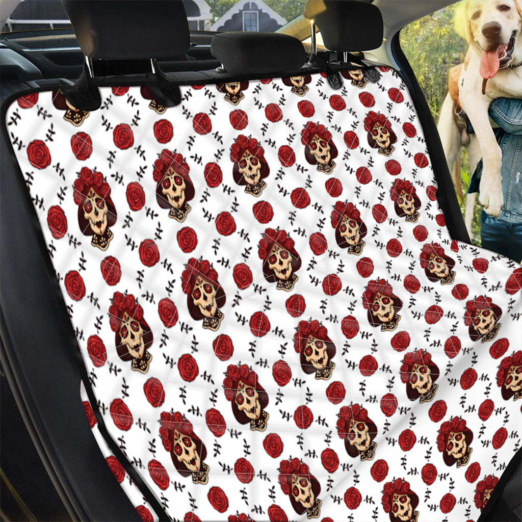 Calavera Girl Skull Pattern Print Pet Car Back Seat Cover