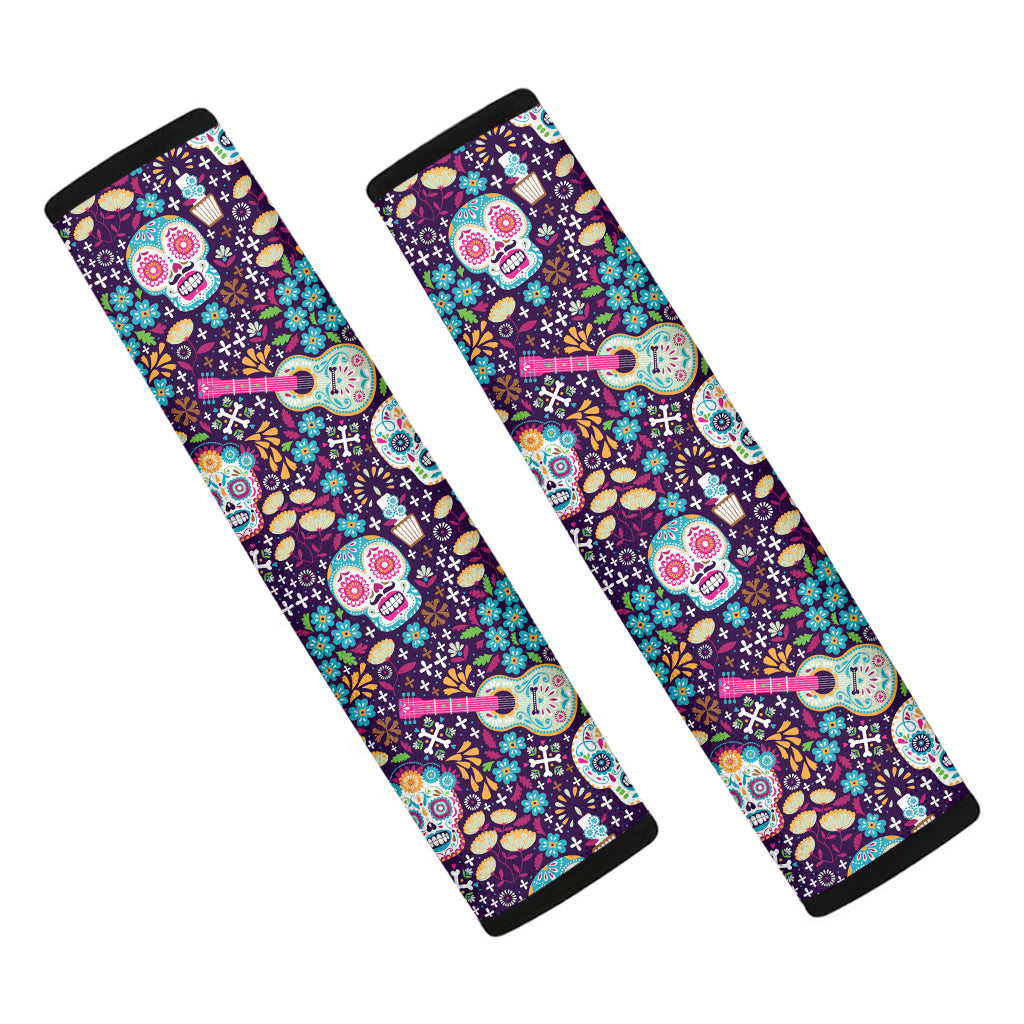 Calaveras Day Of The Dead Pattern Print Car Seat Belt Covers