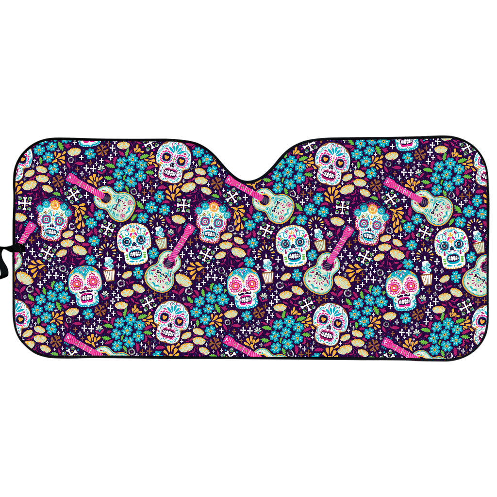 Calaveras Day Of The Dead Pattern Print Car Sun Shade