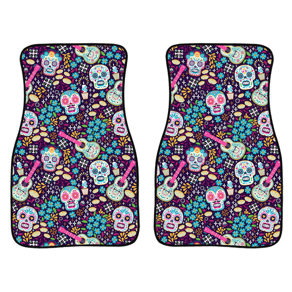 Calaveras Day Of The Dead Pattern Print Front Car Floor Mats