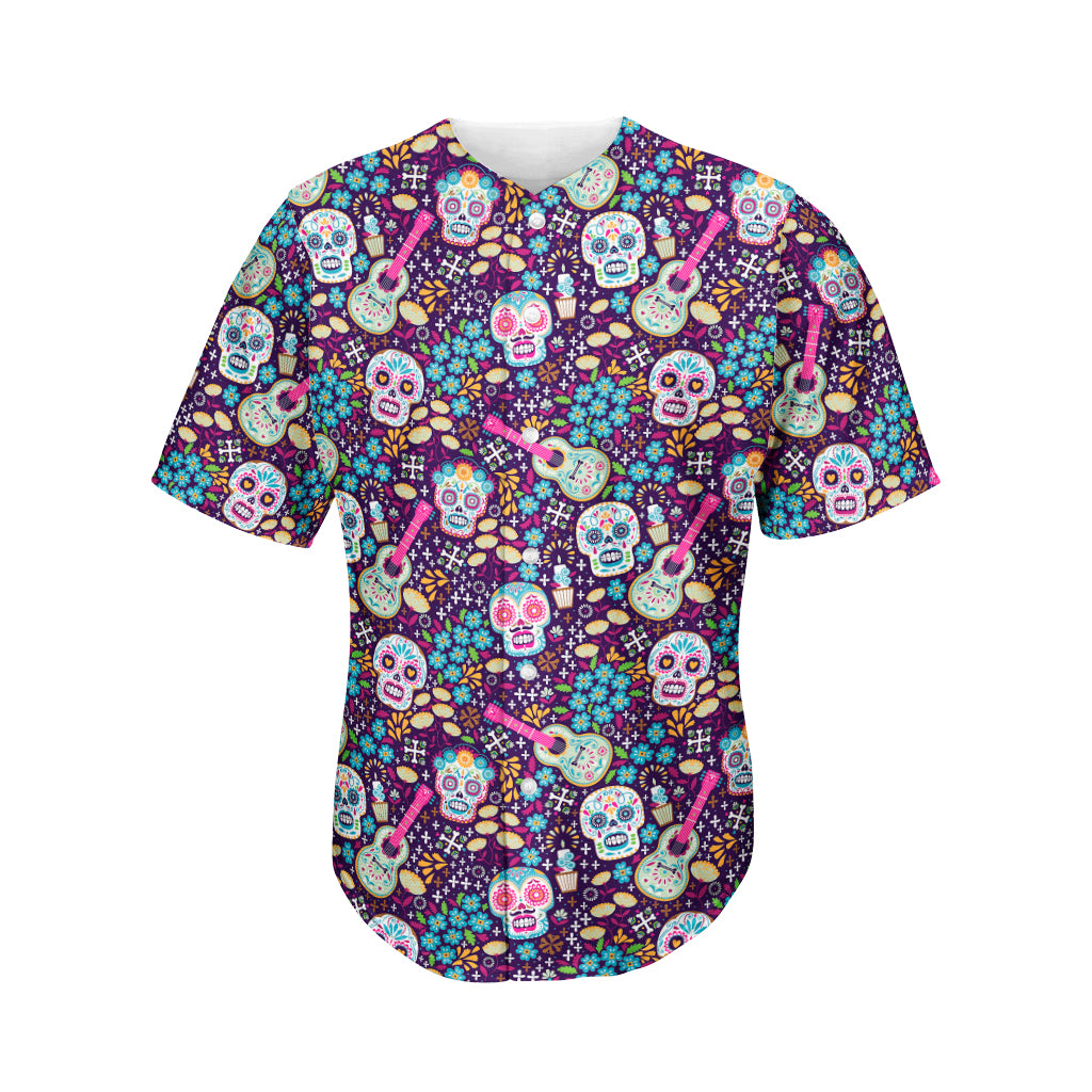 Calaveras Day Of The Dead Pattern Print Men's Baseball Jersey