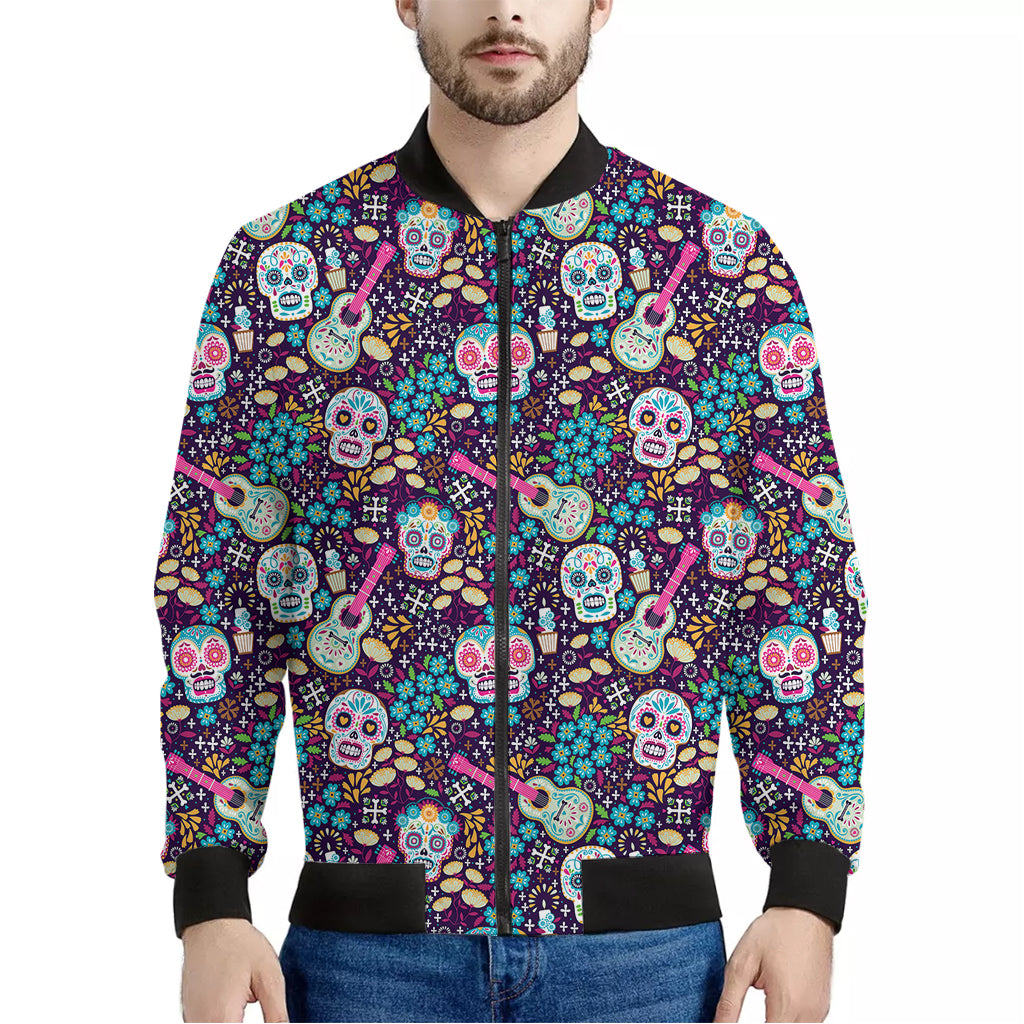 Calaveras Day Of The Dead Pattern Print Men's Bomber Jacket