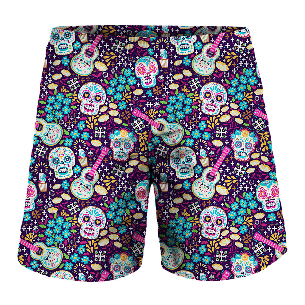 Calaveras Day Of The Dead Pattern Print Men's Shorts