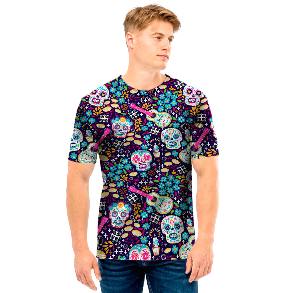 Calaveras Day Of The Dead Pattern Print Men's T-Shirt