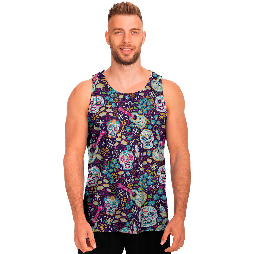 Calaveras Day Of The Dead Pattern Print Men's Tank Top