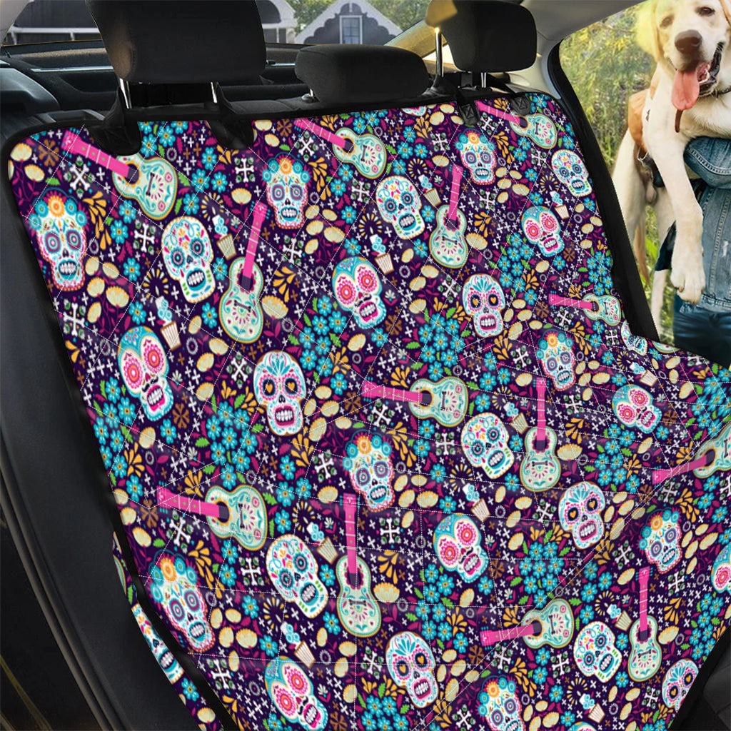 Calaveras Day Of The Dead Pattern Print Pet Car Back Seat Cover