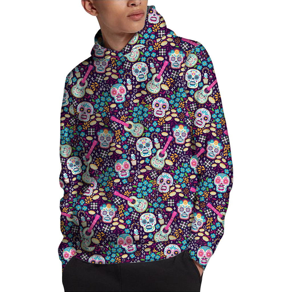 Calaveras Day Of The Dead Pattern Print Pullover Hoodie