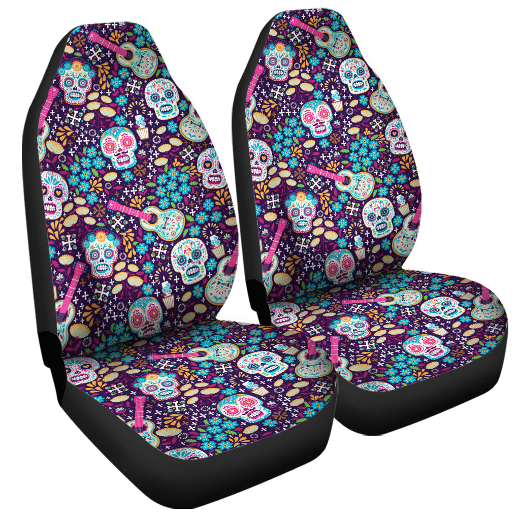 Calaveras Day Of The Dead Pattern Print Universal Fit Car Seat Covers