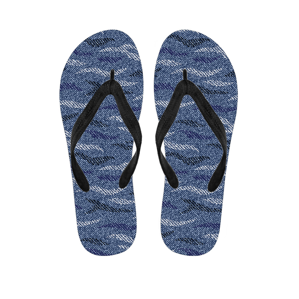 Camo Denim Jeans Pattern Print Flip Flops