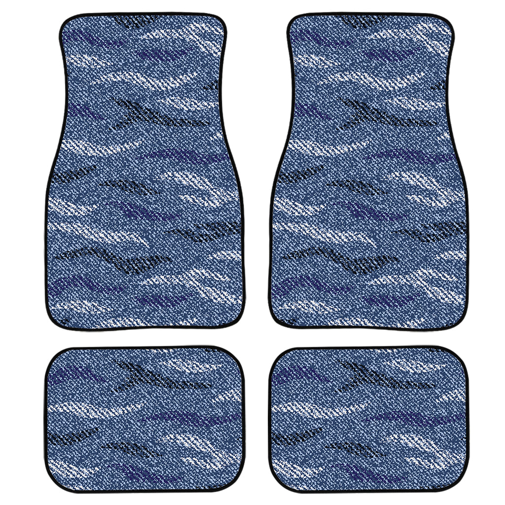 Camo Denim Jeans Pattern Print Front and Back Car Floor Mats