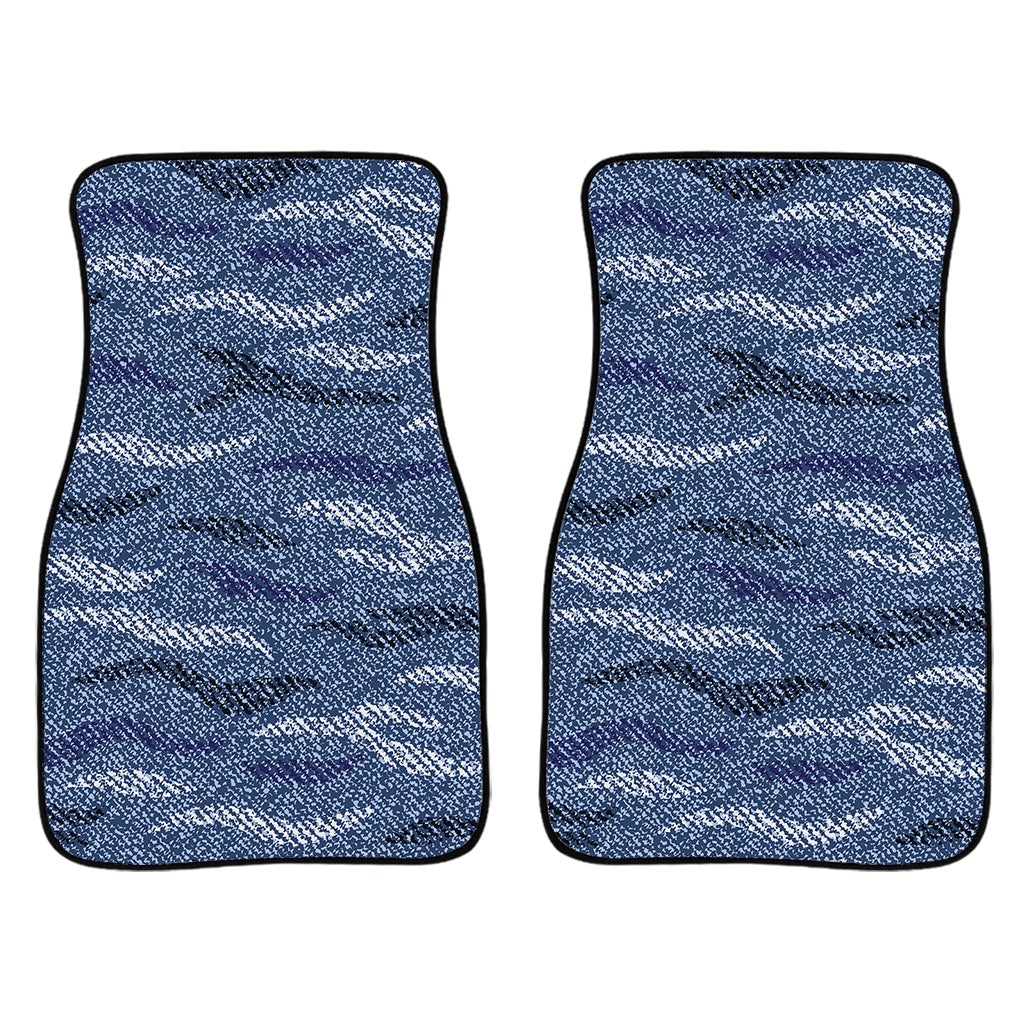 Camo Denim Jeans Pattern Print Front Car Floor Mats