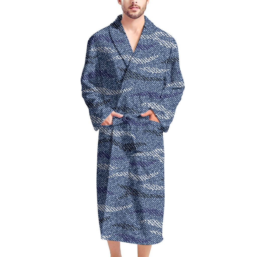 Camo Denim Jeans Pattern Print Men's Bathrobe