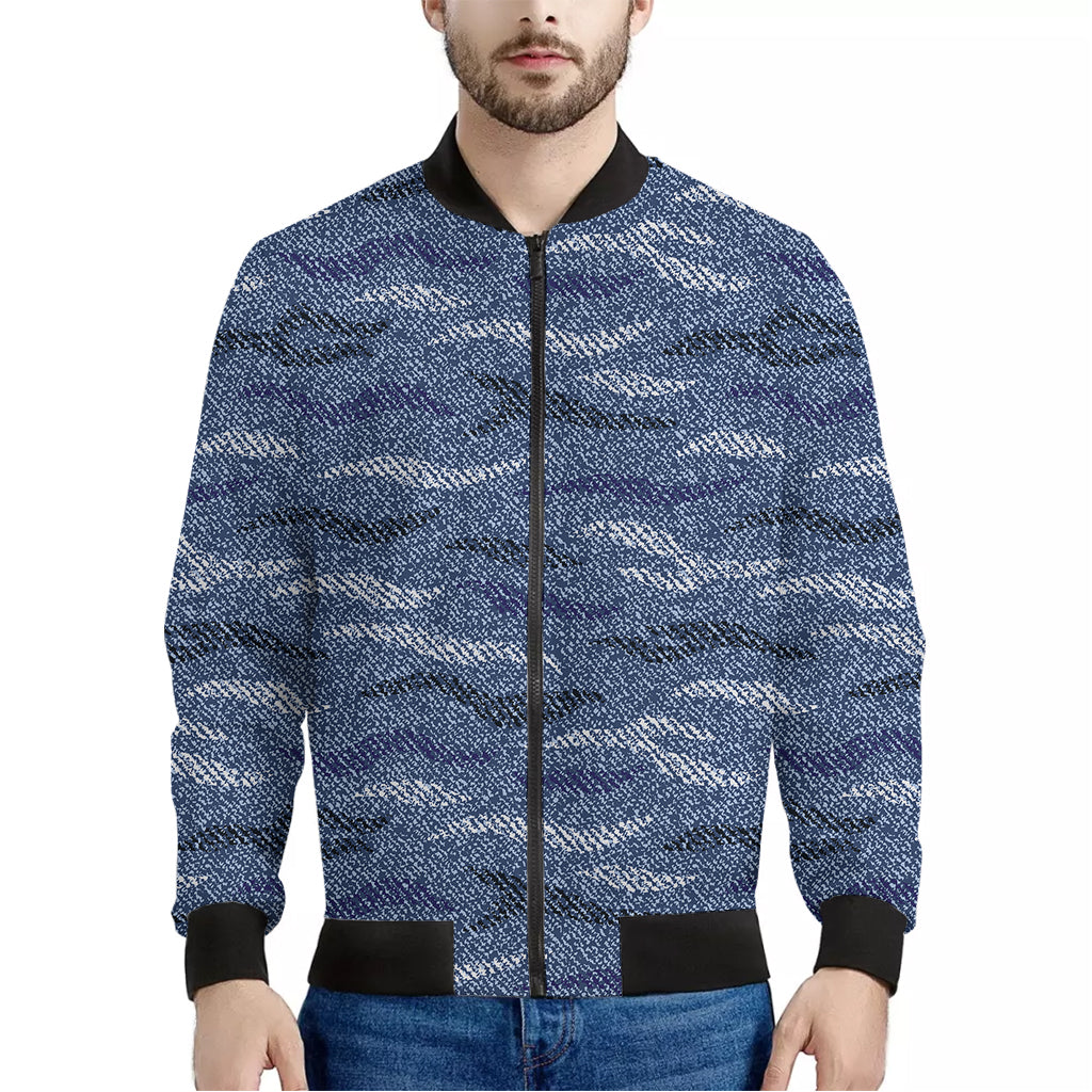 Camo Denim Jeans Pattern Print Men's Bomber Jacket