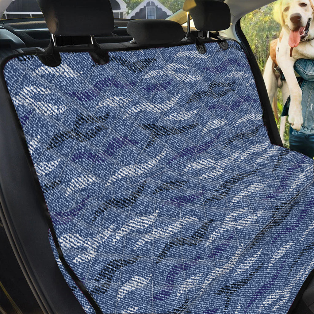 Camo Denim Jeans Pattern Print Pet Car Back Seat Cover