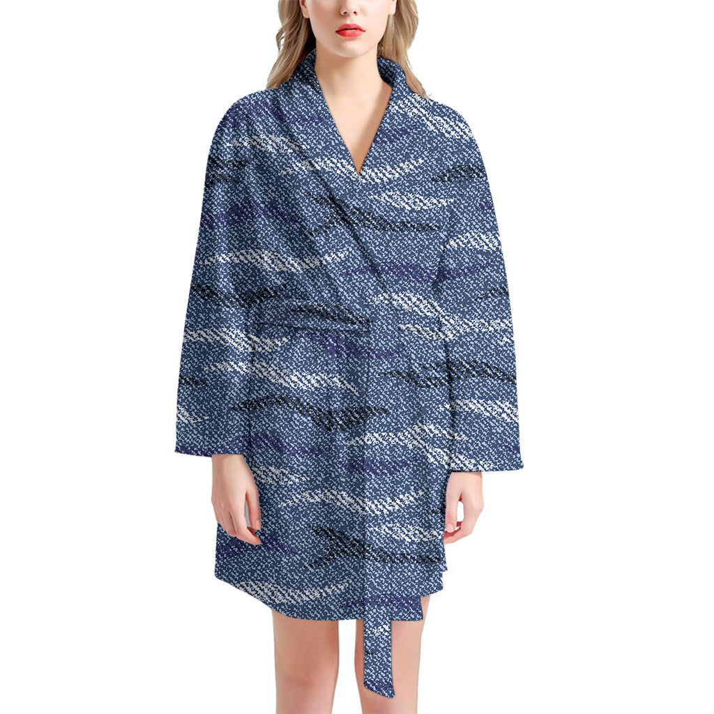 Camo Denim Jeans Pattern Print Women's Bathrobe