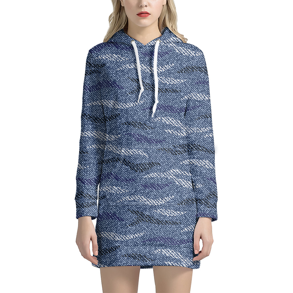 Camo Denim Jeans Pattern Print Women's Pullover Hoodie Dress