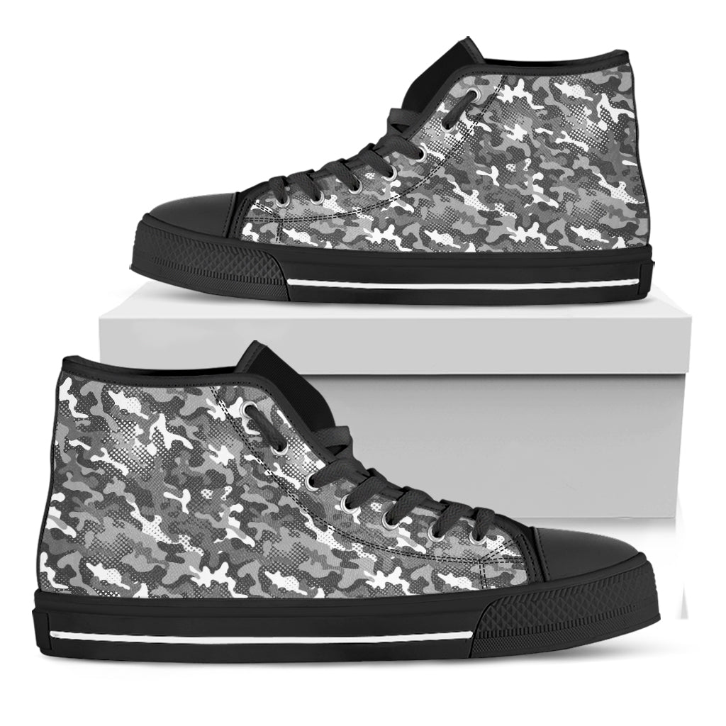 Camouflage Dazzle Pattern Print Black High Top Shoes