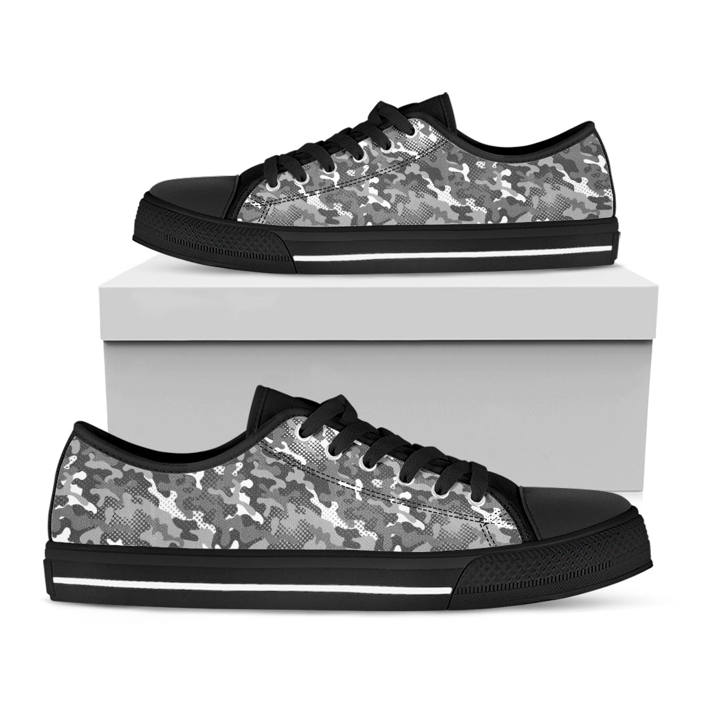 Camouflage Dazzle Pattern Print Black Low Top Shoes