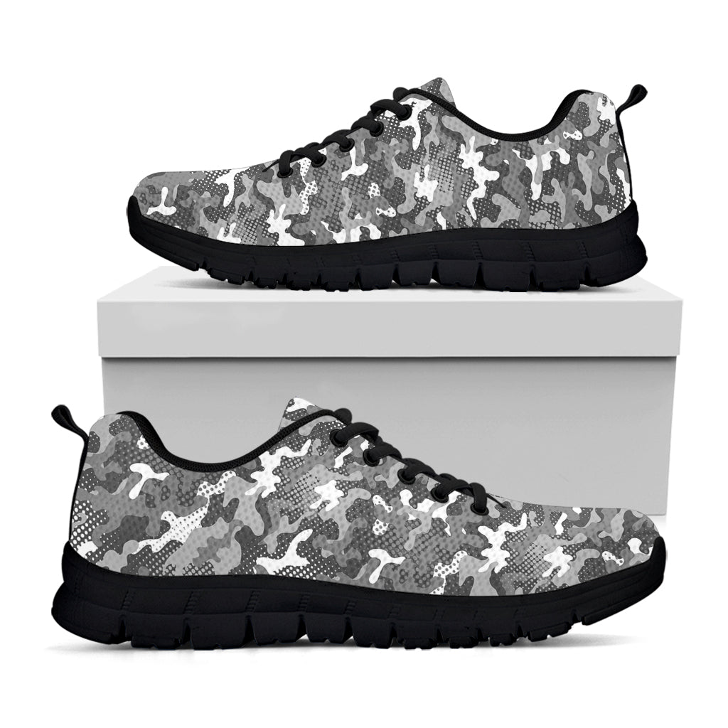 Camouflage Dazzle Pattern Print Black Sneakers