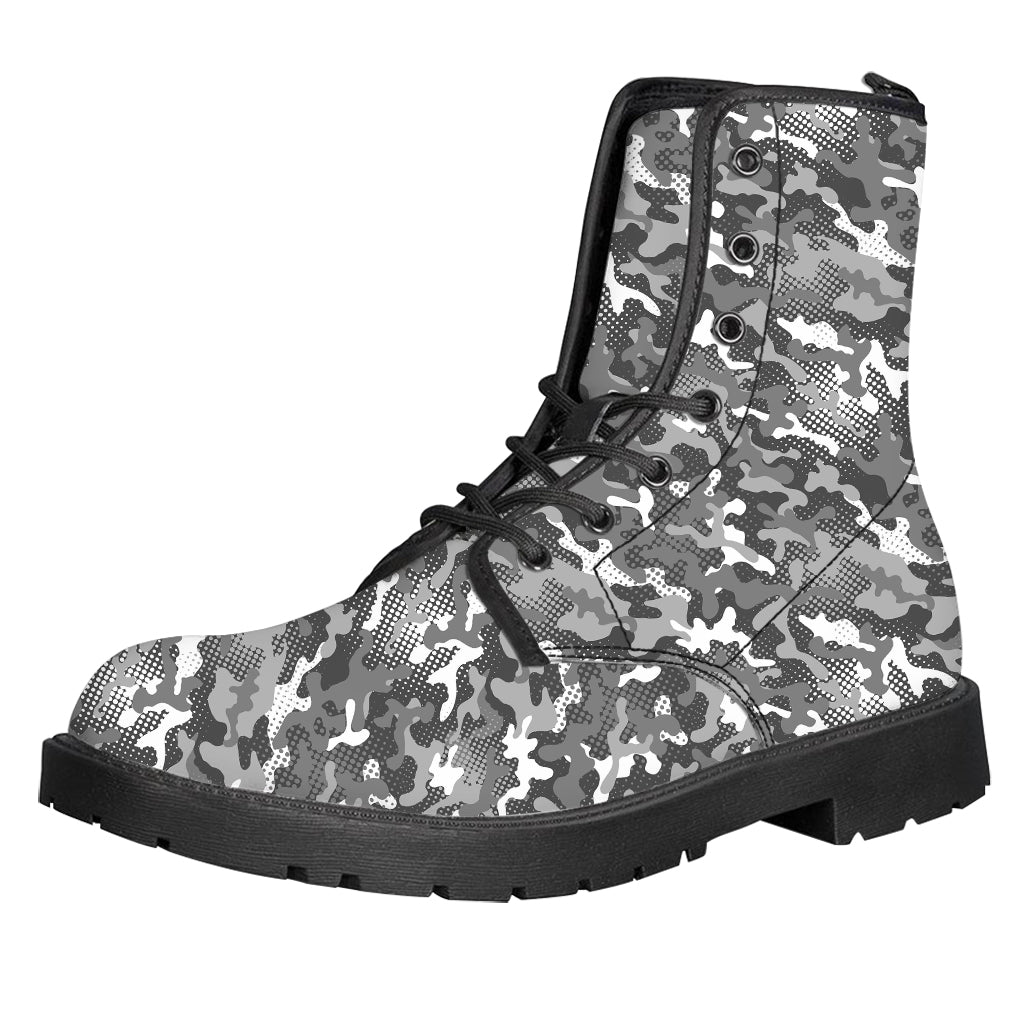 Camouflage Dazzle Pattern Print Leather Boots