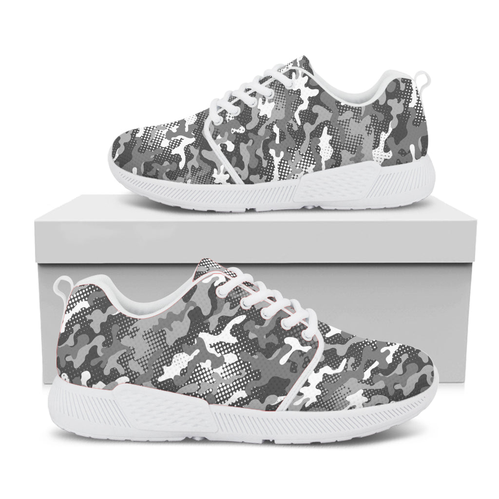 Camouflage Dazzle Pattern Print White Athletic Shoes