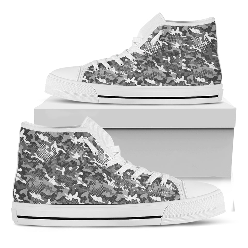 Camouflage Dazzle Pattern Print White High Top Shoes