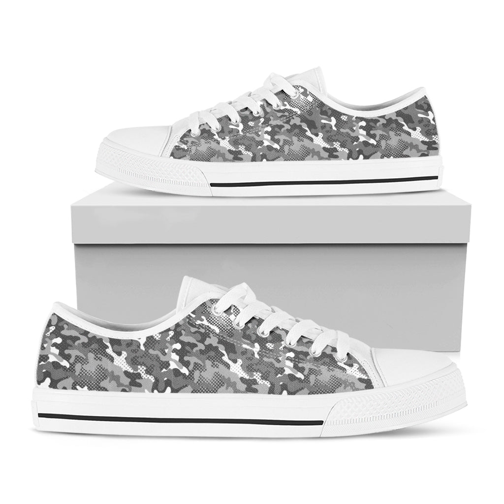 Camouflage Dazzle Pattern Print White Low Top Shoes