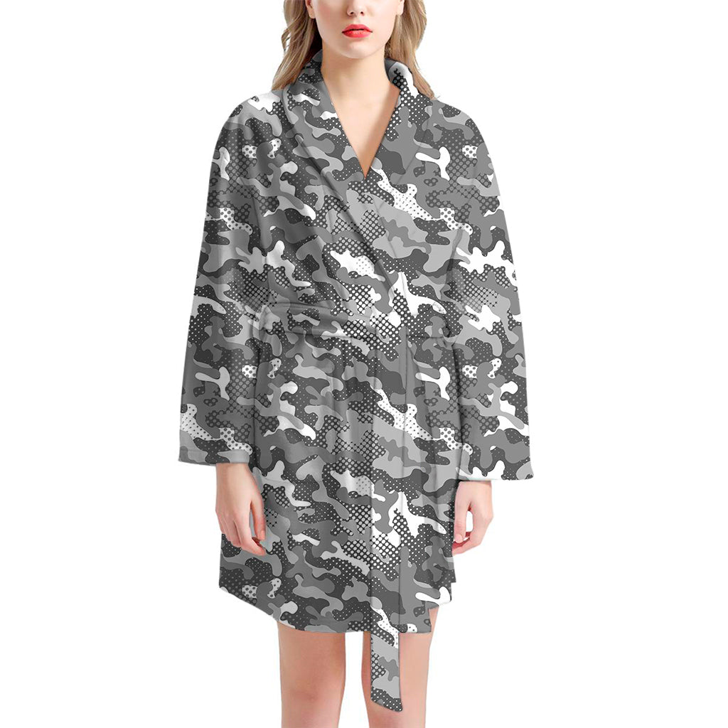 Camouflage Dazzle Pattern Print Women's Bathrobe