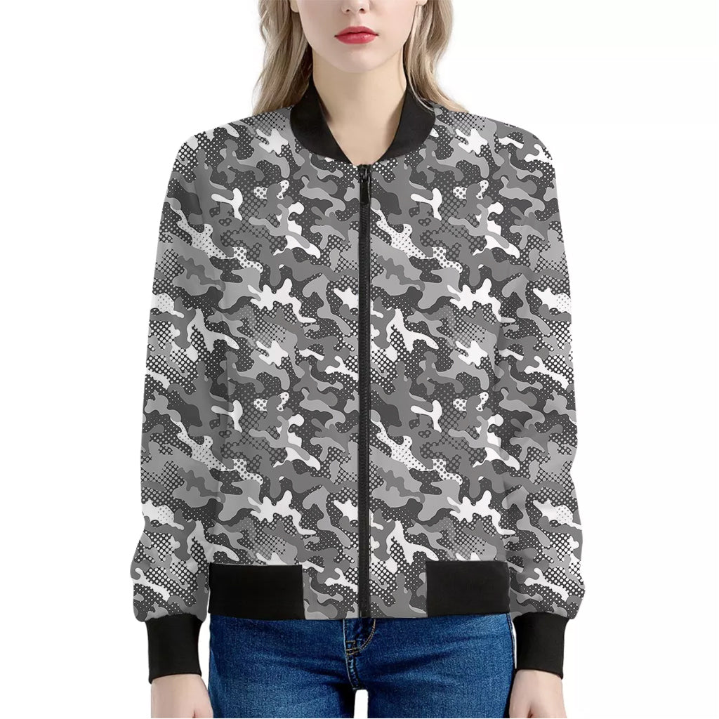 Camouflage Dazzle Pattern Print Women's Bomber Jacket