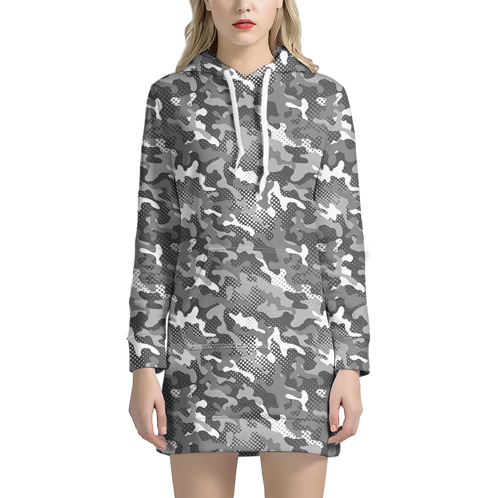 Camouflage Dazzle Pattern Print Women's Pullover Hoodie Dress