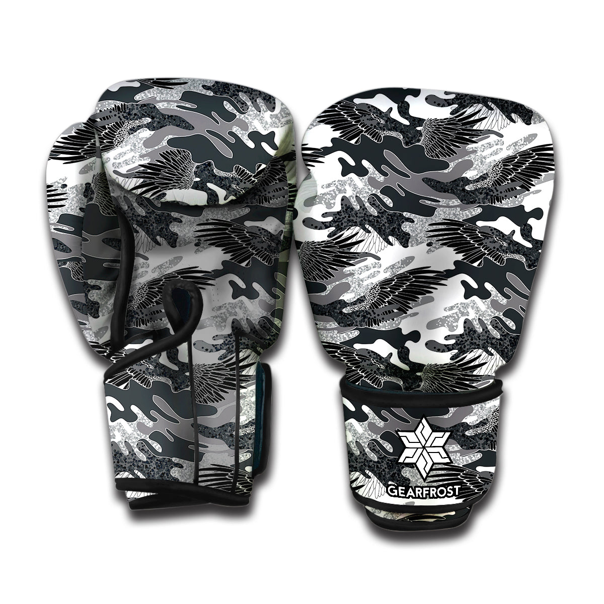 Camouflage Dazzle Wings Pattern Print Boxing Gloves