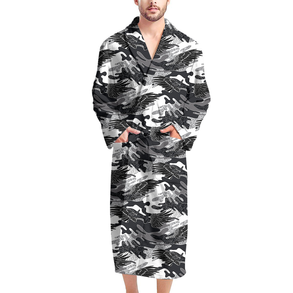 Camouflage Dazzle Wings Pattern Print Men's Bathrobe