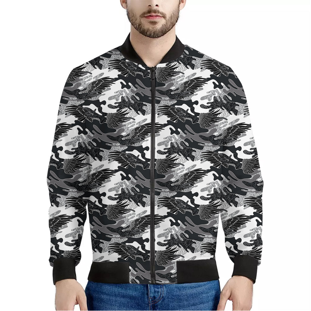 Camouflage Dazzle Wings Pattern Print Men's Bomber Jacket