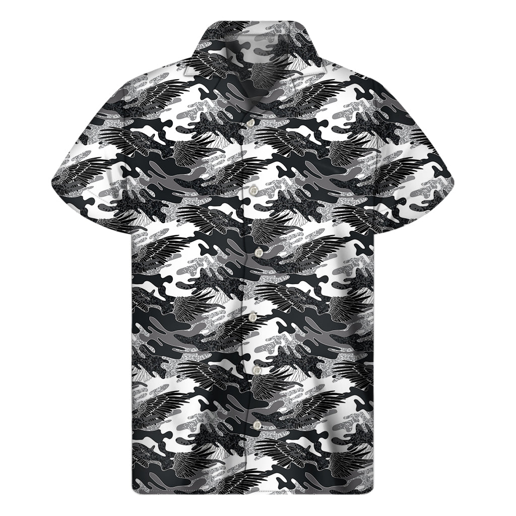 Camouflage Dazzle Wings Pattern Print Men's Short Sleeve Shirt