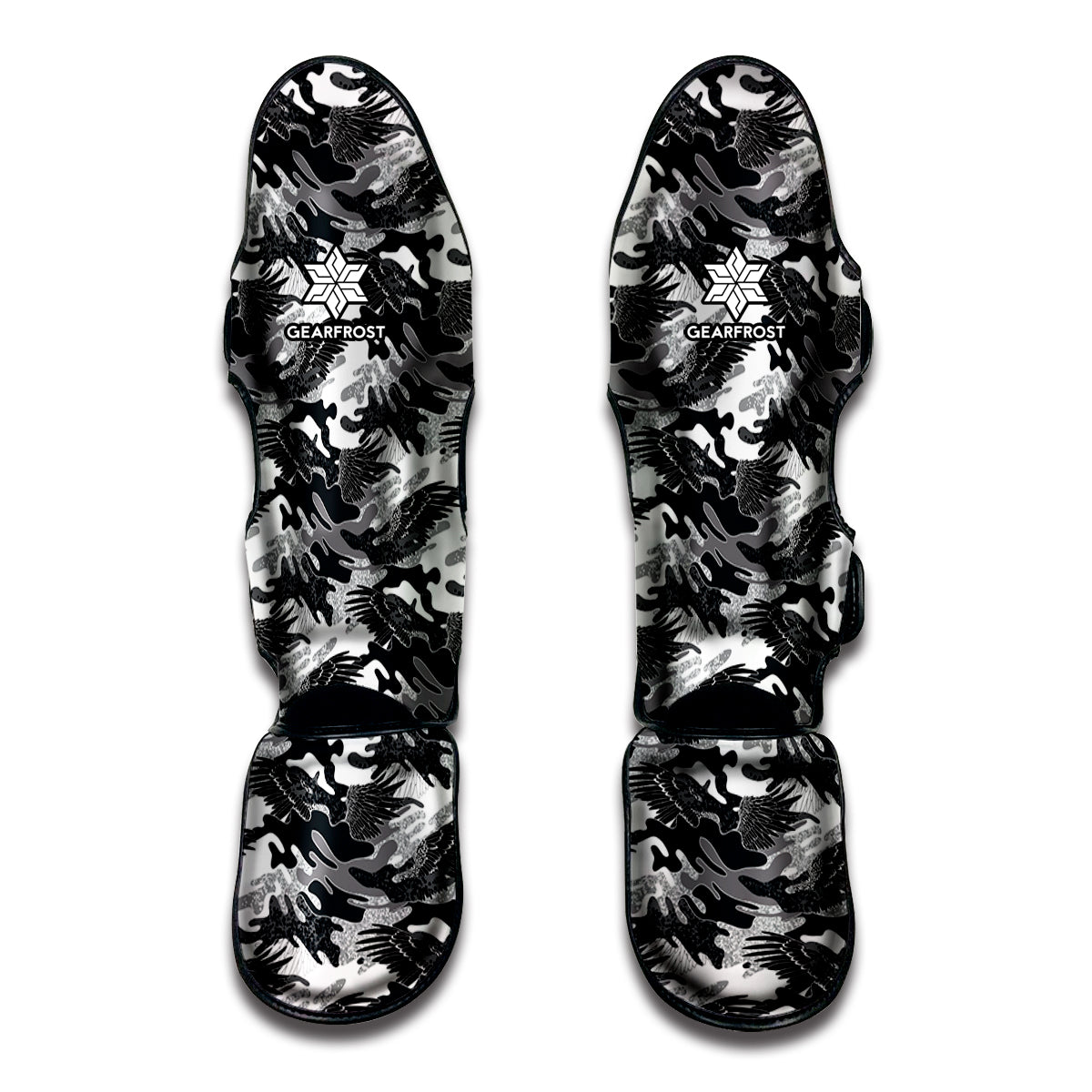 Camouflage Dazzle Wings Pattern Print Muay Thai Shin Guards