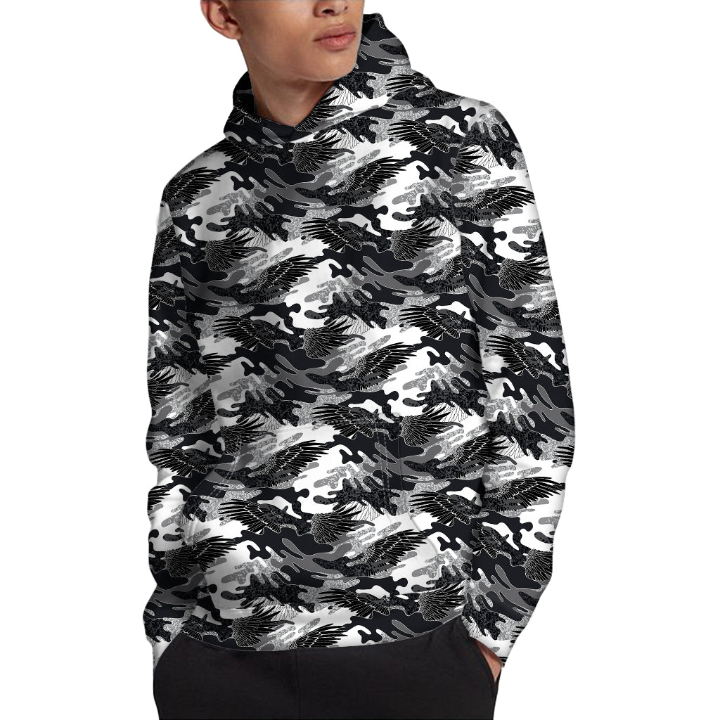 Camouflage Dazzle Wings Pattern Print Pullover Hoodie