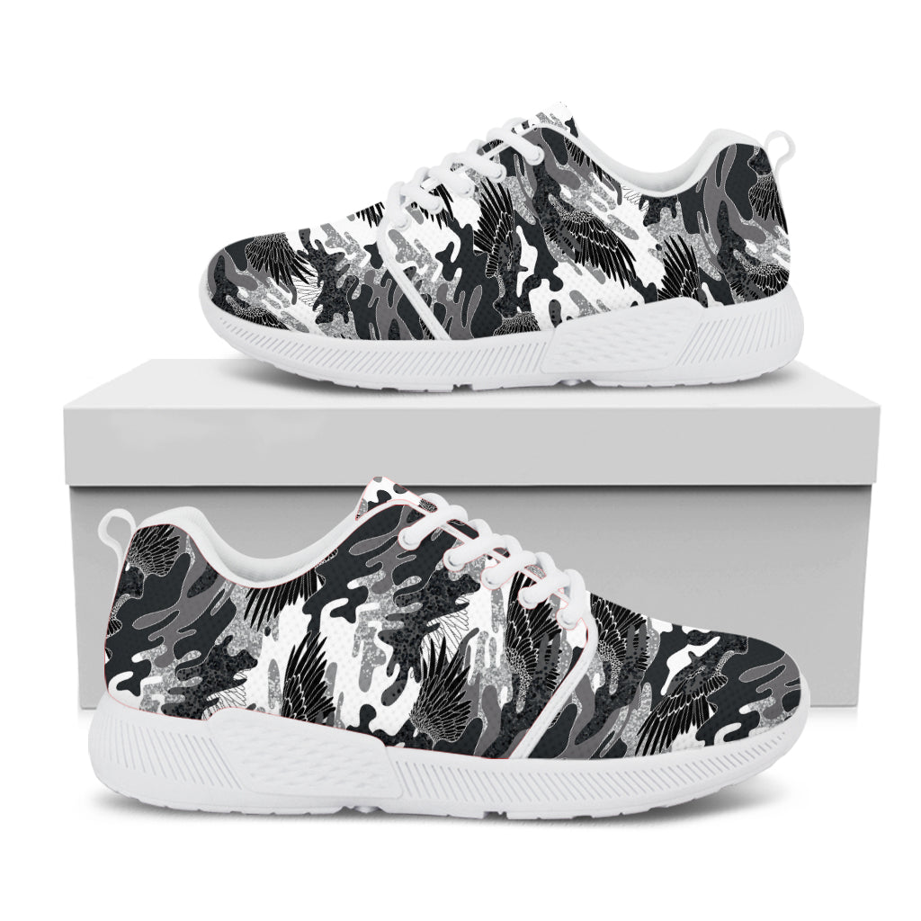 Camouflage Dazzle Wings Pattern Print White Athletic Shoes