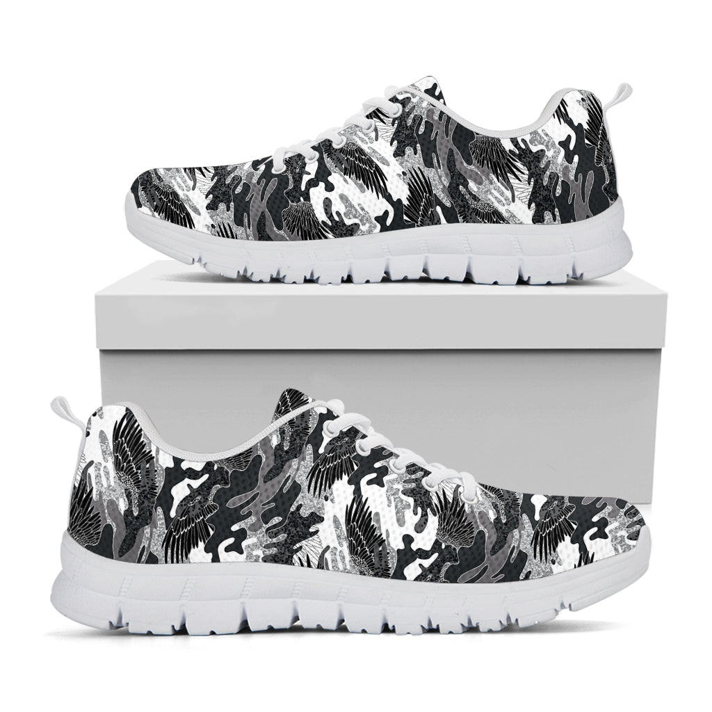 Camouflage Dazzle Wings Pattern Print White Sneakers