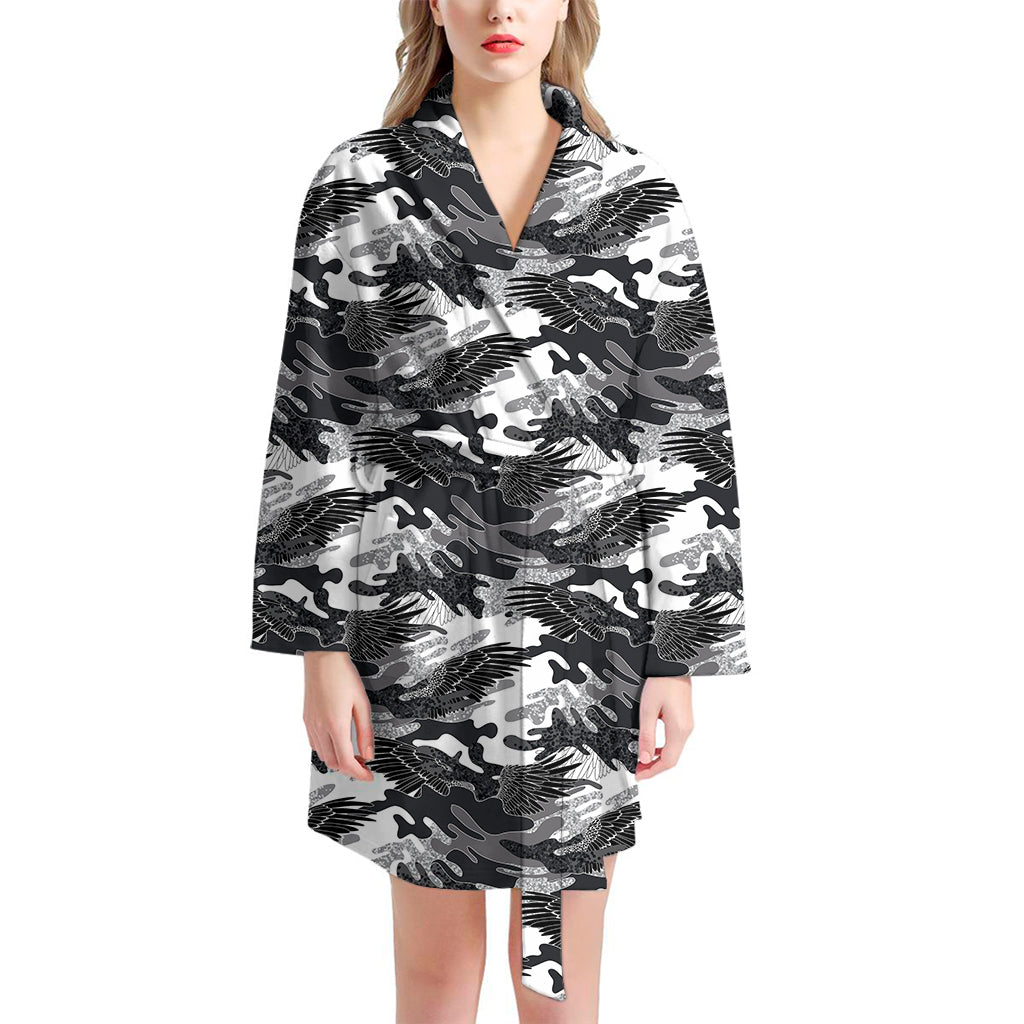 Camouflage Dazzle Wings Pattern Print Women's Bathrobe