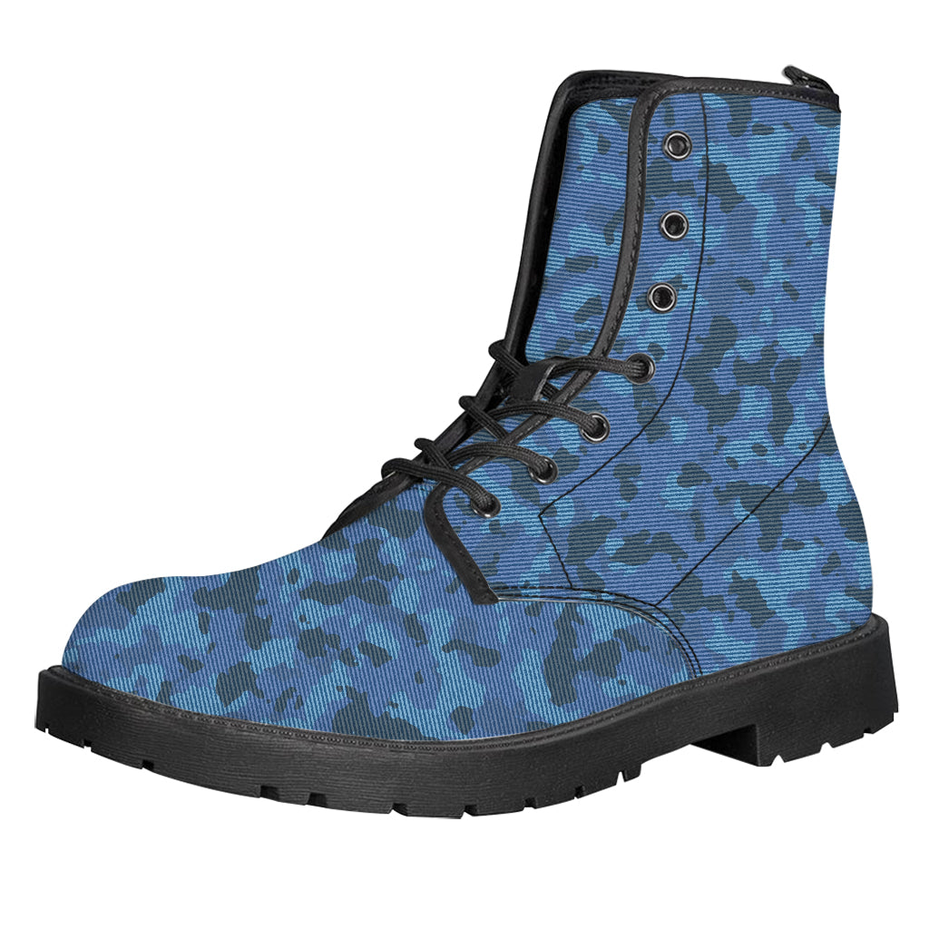 Camouflage Denim Jeans Pattern Print Leather Boots