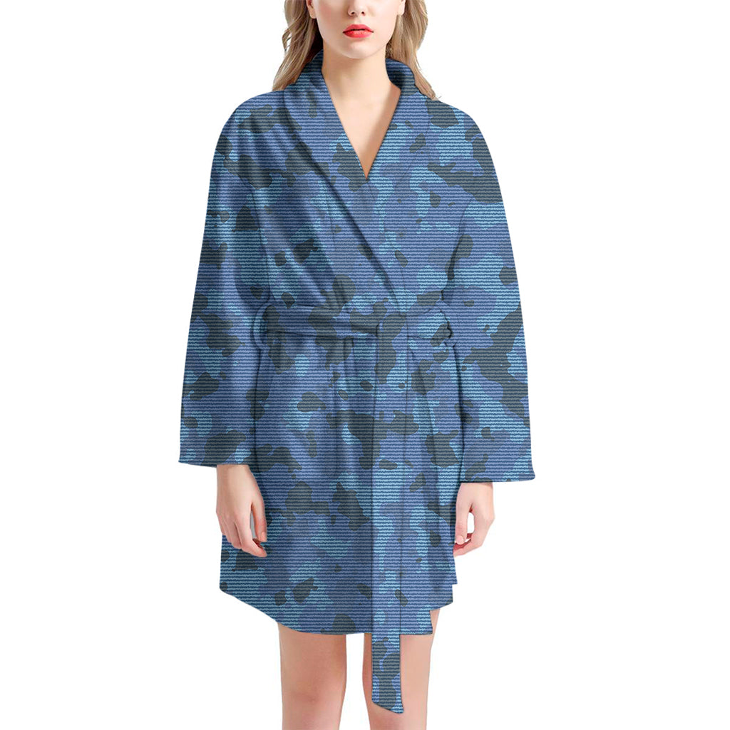 Camouflage Denim Jeans Pattern Print Women's Bathrobe