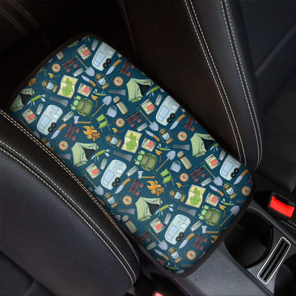 Camping Equipment Pattern Print Car Center Console Cover