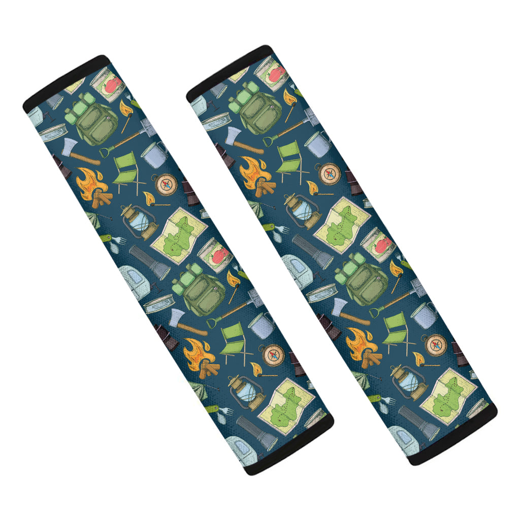 Camping Equipment Pattern Print Car Seat Belt Covers