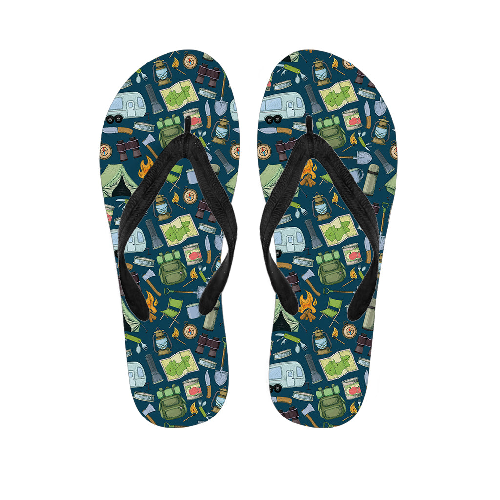 Camping Equipment Pattern Print Flip Flops