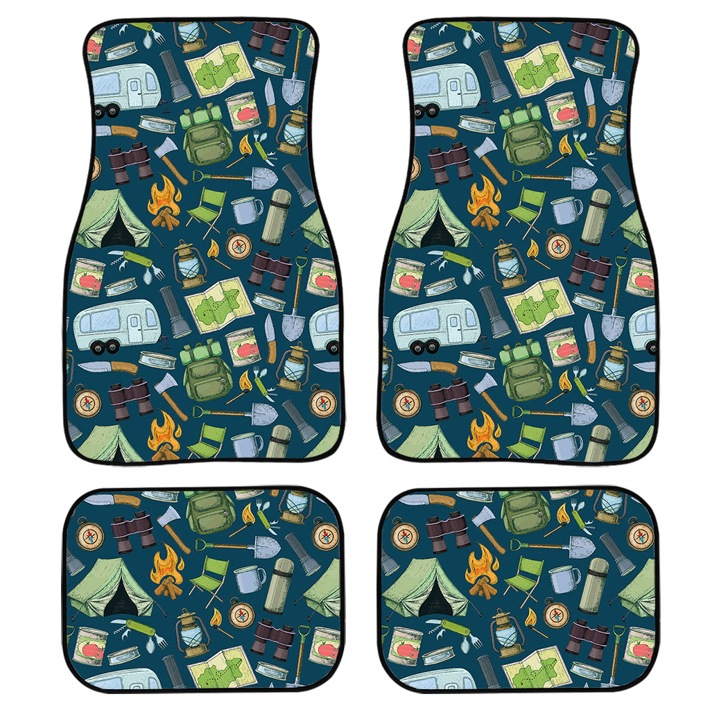 Camping Equipment Pattern Print Front and Back Car Floor Mats