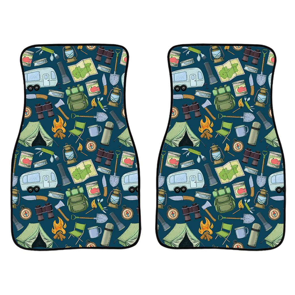 Camping Equipment Pattern Print Front Car Floor Mats