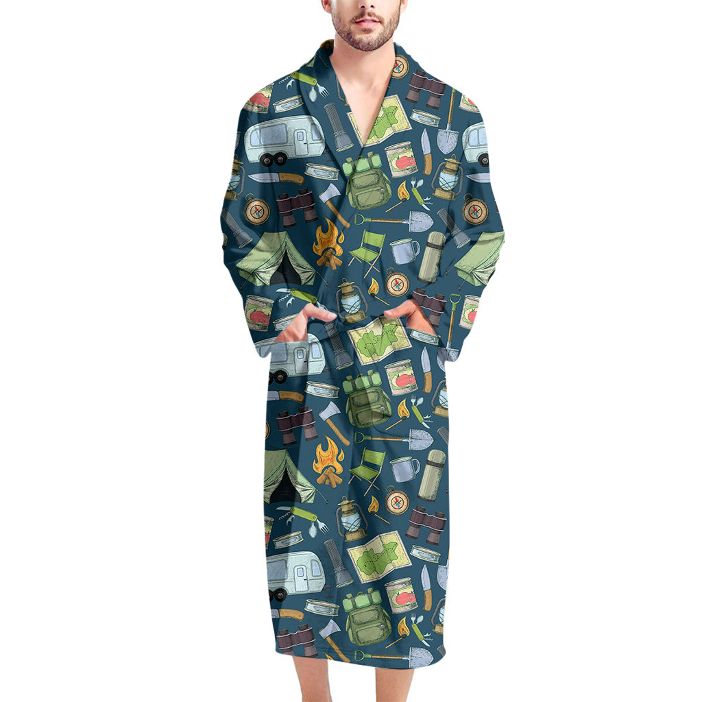 Camping Equipment Pattern Print Men's Bathrobe