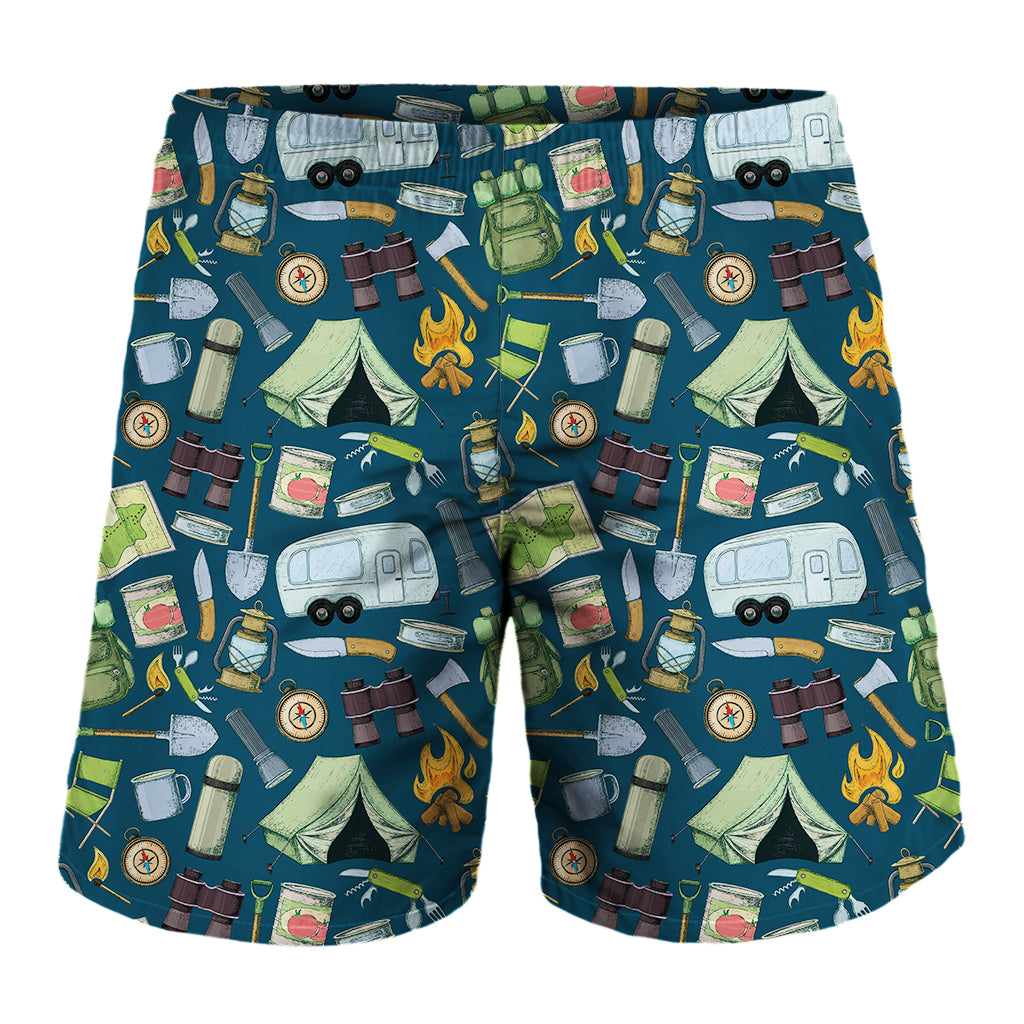 Camping Equipment Pattern Print Men's Shorts