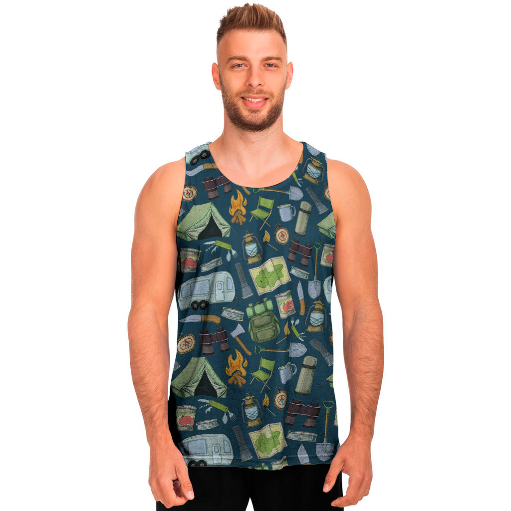 Camping Equipment Pattern Print Men's Tank Top